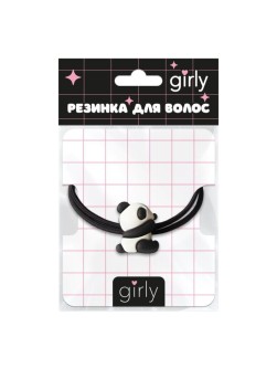 Резинка для волос GIRLY "Панда", черная