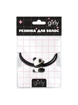 Резинка для волос GIRLY "Панда", черная