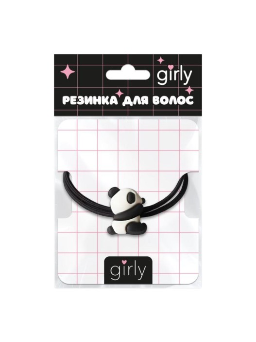 Резинка для волос GIRLY "Панда", черная