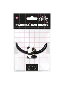 Резинка для волос GIRLY "Панда", черная