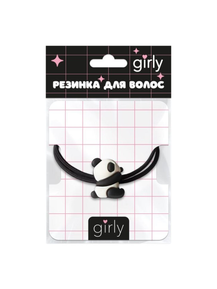 Резинка для волос GIRLY "Панда", черная