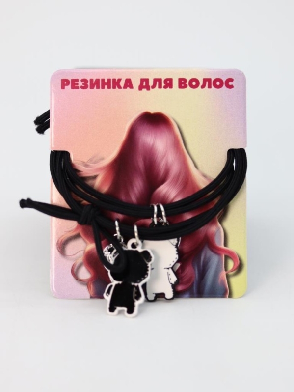 Набор резинок для волос GIRLY 2 шт. "Веселые друзья, мишки", черный