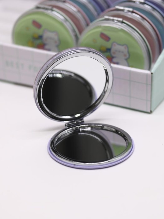 Зеркало шейкер раскладное &quot;Сute kitten&amp;heart&quot;, фиолетовое, 7*7 см 