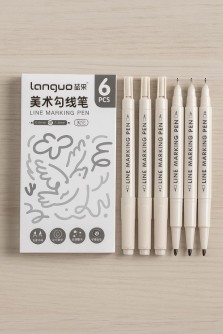 Набор двусторонних маркеров 6 шт. "Abyss", black