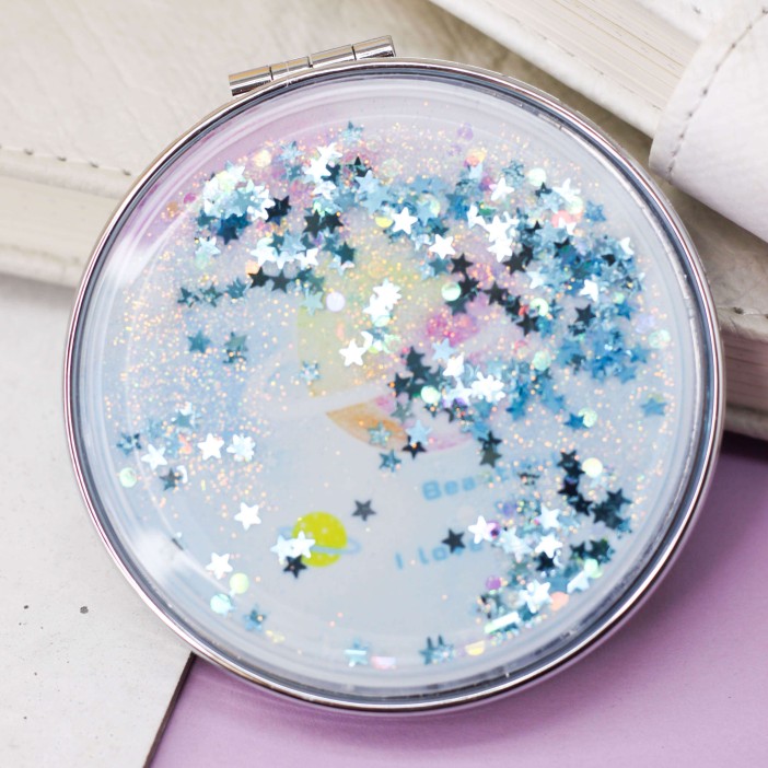 Зеркало-шейкер раскладное &quot;Planet stars&quot;, blue (7*7 см) 