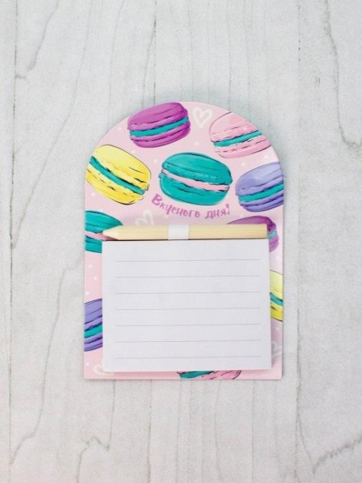 Магнитный блок для записей с карандашом «Macaroon», pink, 10х14 см 