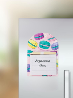 Магнитный блок для записей с карандашом "Пирожное", розовый, 10х14 см