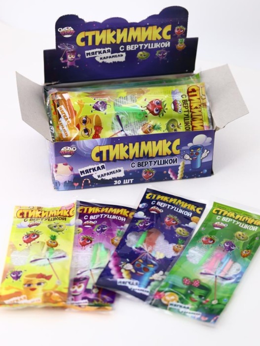 Мягкая карамель «Стикимикс» с игрушкой, 30 шт. 