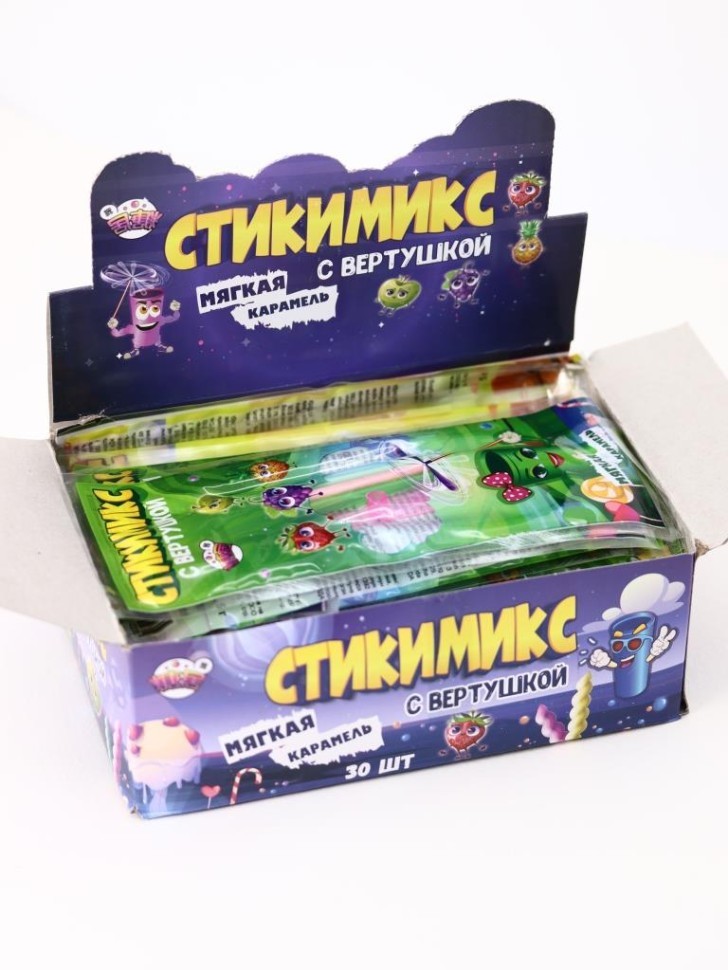 Мягкая карамель «Стикимикс» с игрушкой, 30 шт.