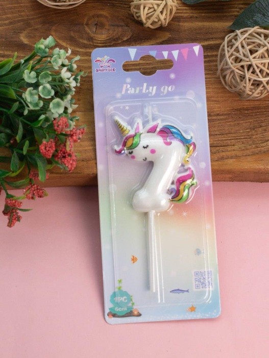 Свеча для торта &quot;Unicorn&quot; цифра 7, (6 см) 
