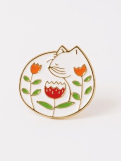 Значок металлический iLikeGift &quot;Cat with flowers&quot;