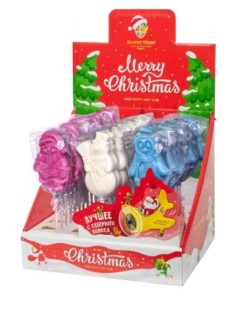 Карамель леденцовая "Новогодние персонажи", 30г (земляника, персик, лесные ягоды)