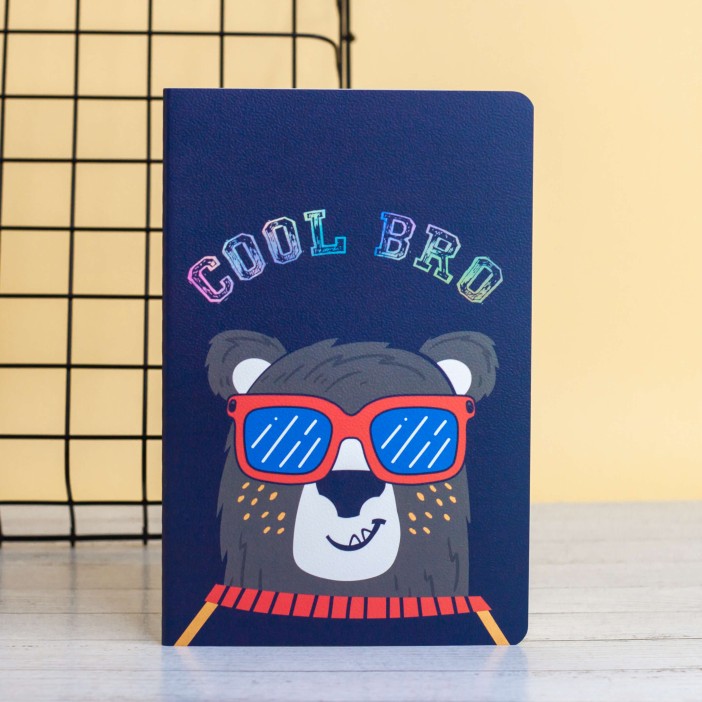 Тетрадь (A5) &quot;Cool bro bear&quot;, blue (13.5*20.5) 