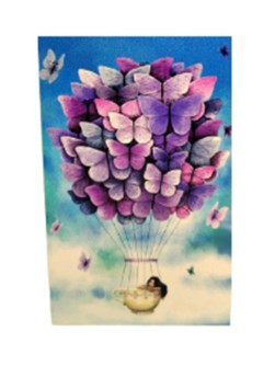 Открытка деревянная "Воздушный шар. Бабочки"