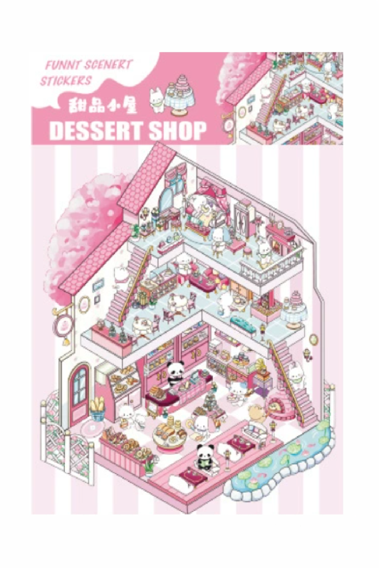 Наклейки+пинцет для творчества румбокс "Магазин десертов", розовые (19,6*27,8 см) 