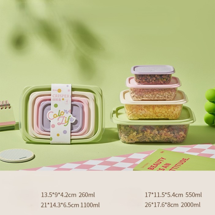 Набор контейнеров 4 шт. «Color life» (2 л, 1.1 л, 0.55 л, 0.26 л) 