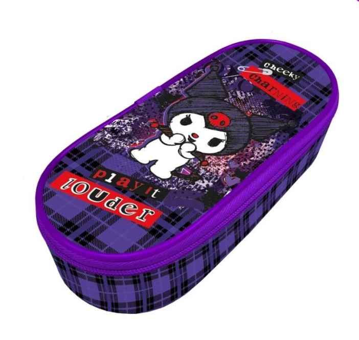 Пенал корпусный овальный &quot;Kuromi&quot;, (21*8,5*5 см) 