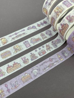 Набор декоративного скотча 4 шт. "Love and happy", purple (1.5см*2м)