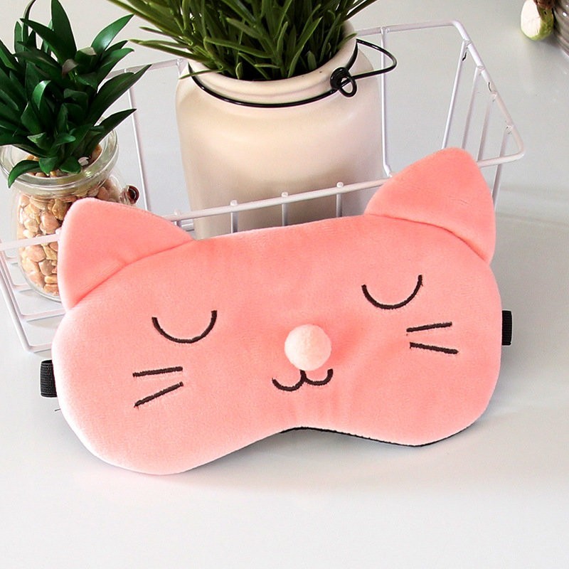 Маска для сна гелевая "Кот", розовая