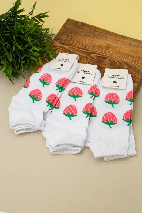 Носки женские "Strawberry", белый, р. 35-40 
