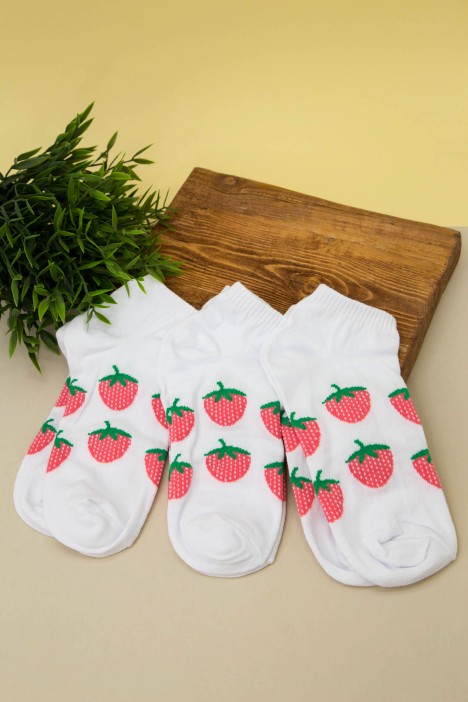 Носки женские "Strawberry", белый, р. 35-40 
