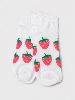 Носки женские "Клубнички", белые, р. 35-40