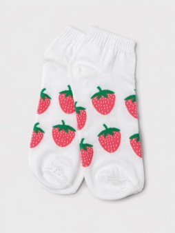 Носки женские "Клубнички", белые, р. 35-40