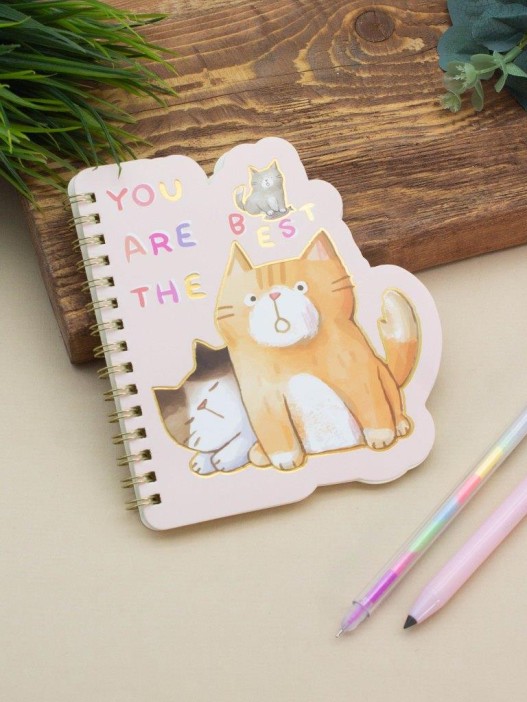 Блокнот на спирали (B6) &quot;Cat you are the best&quot;, pink (13*18) 