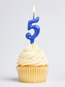 Свеча для торта "Овал" цифра 5 (синий), 8х4х1,2 см