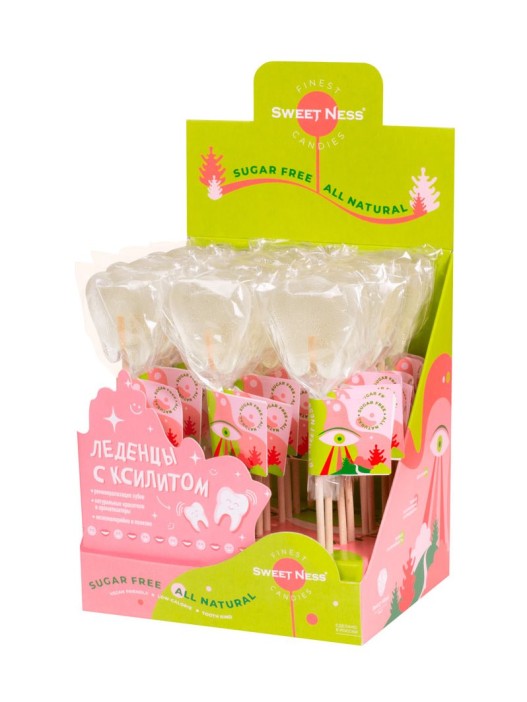 Карамель леденцовая изомальт &quot;Зубы&quot; с ксилитом ш/б 27шт х 20гр (малина) 