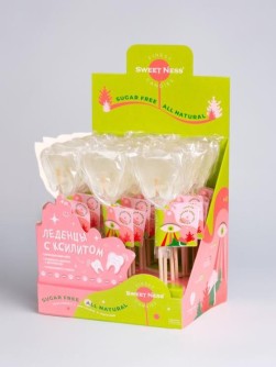 Карамель леденцовая изомальт "Зубы" с ксилитом ш/б 27шт х 20гр (малина)