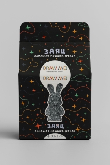 Алмазная мозаика на брелоке Draw Me! "Серебряный заяц", (4*3,5*8 см)