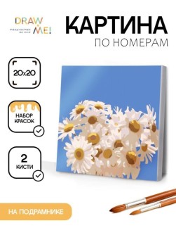 Картина по номерам на подрамнике Draw Me! "Полевые ромашки", (20*20 см)