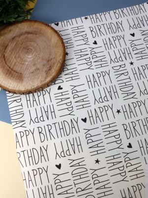 Упаковочная бумага «Happy birthday», grey (50*70 см)