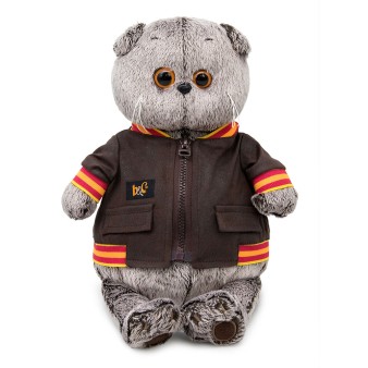 Мягкая игрушка "Кот Басик в кожаной куртке" (22 см)