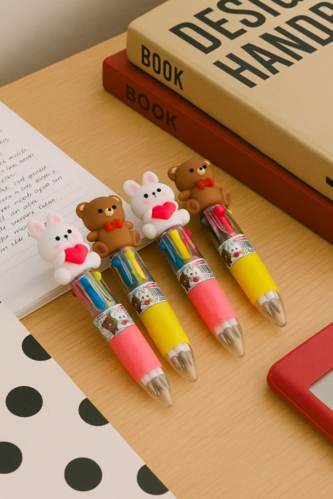 Разноцветная мини-ручка 4 в 1 &quot;The Hare and the bear&quot;, mix 