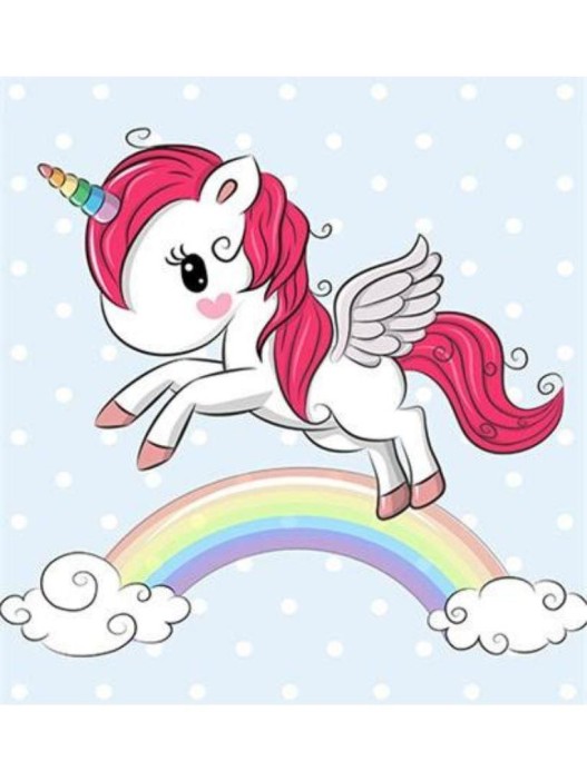 Алмазная мозаика без подрамника &quot;Единорог на радуге&quot;, 15х20 см 
