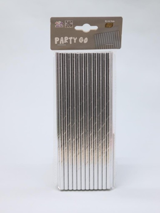 Трубочки одноразовые для напитков 25 шт. &quot;Party go&quot;, silver (197 мм) 