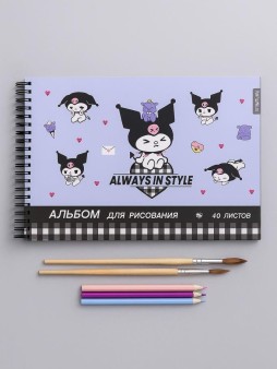 Альбом для рисования А4 "Куроми", 40 л, на гребне, мелов. обложка 235 гр/м2