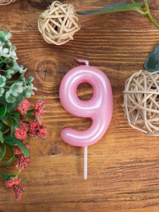 Свеча для торта &quot;Pink glow&quot; цифра 9, (6 см) 