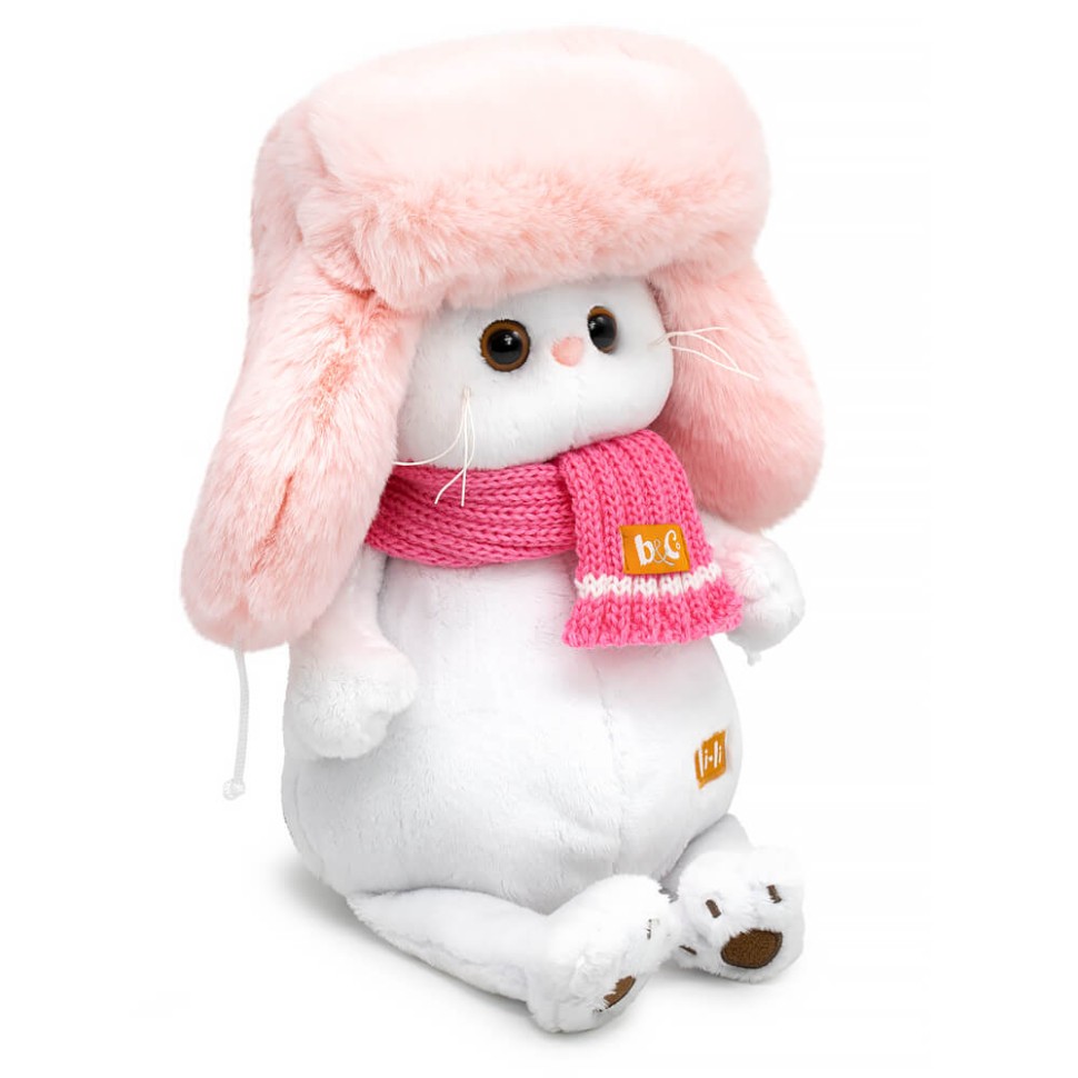Мягкая игрушка «Кошечка Ли-Ли в меховой шапке и шарфе» (24 см)