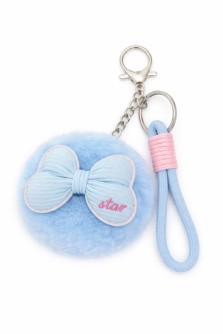 Плюшевое раскладное зеркало с брелоком "Puff bow", голубое (7.5*7.5 см)