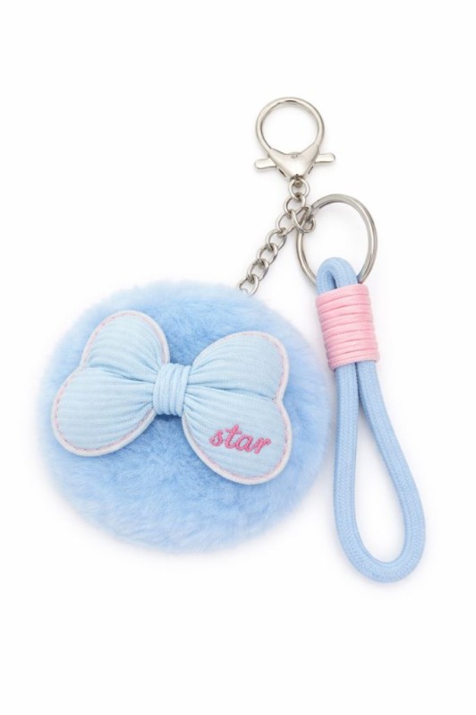 Плюшевое раскладное зеркало с брелоком "Puff bow", голубое (7.5*7.5 см) 