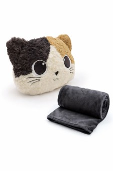 Мягкая игрушка-подушка с пледом "Cat", black and white (30*40*15см)