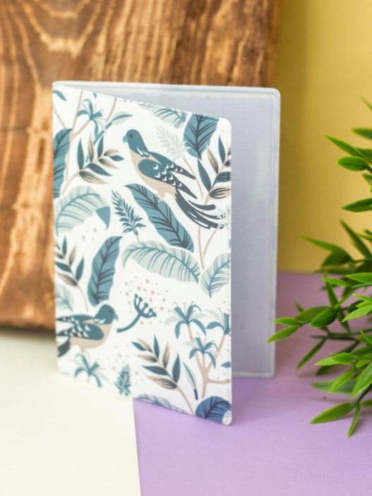 ОБЛОЖКА ДЛЯ ПАСПОРТА &quot;Birds on leaves&quot;, плотность 600 мкм 