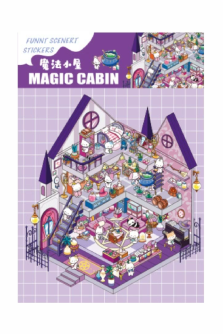 Наклейки+пинцет для творчества румбокс "Волшебная хижина", фиолетовые (19,6*27,8 см)