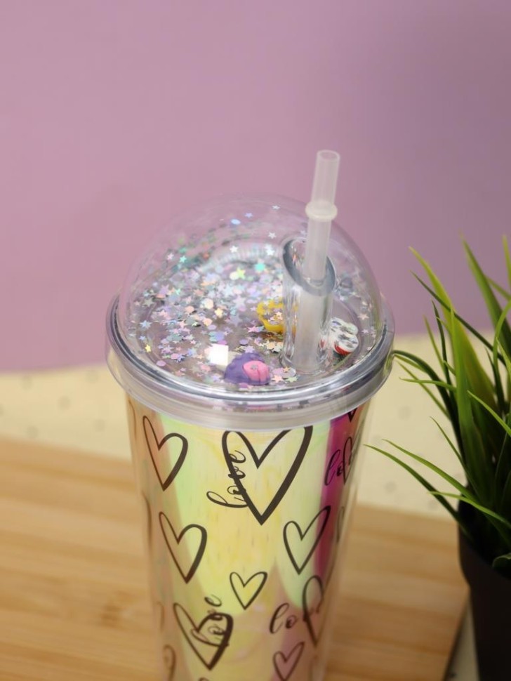 Тамблер iLikeGift "Love heart", blue (450 ml)
