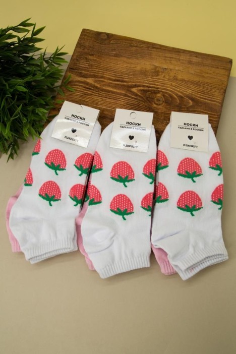 Носки женские &quot;Strawberry Pink and White&quot;, р.35-40, 2 пары 