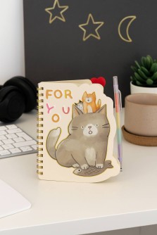 Блокнот на спирали (B6) "Котик для тебя", желтый (13*18)