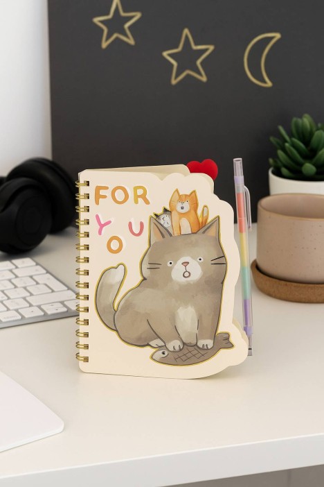 Блокнот на спирали (B6) "Котик для тебя", желтый (13*18) 